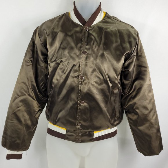 Lazy D Western Store Fargo ND Vintage Satin Jacket Swingster Brown Mens Small - Picture 2 of 3